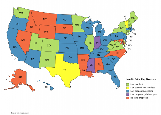 Insulin Price Caps Insulin Price Cap Map